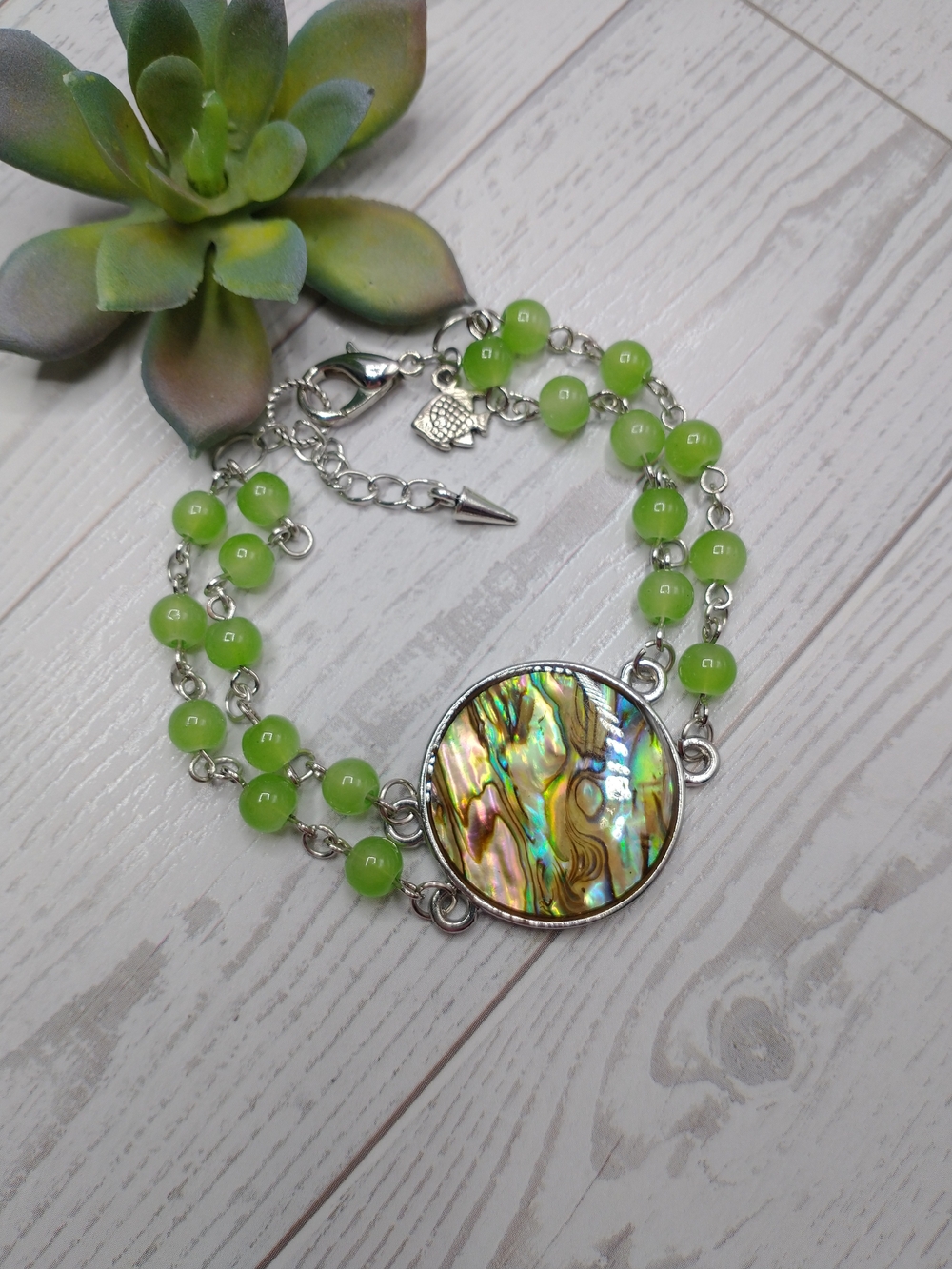 New Hand Crafted Abalone Shell Beaded Bracelet